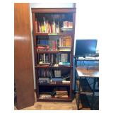 Large Assortment of Christian Theological Books and Biblical Reference Materials with Wooden Bookshelf