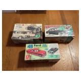 Lot of 3 Model Car Kits: 1929 Ford Roadster, 1949 Mercury Club Coupe, and 1949 Ford Club Coupe