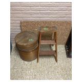 Wooden Step Stool and Wooden Bucket Lot