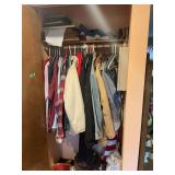 Assorted Closet Lot Including Outerwear, Footwear, and Shelved Items