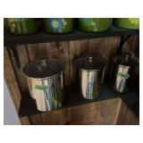 Set of Three Stainless Steel Canisters with Lids