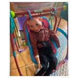 Doll Furniture and Accessories Grouping Including High Chair Swing and Bassinet