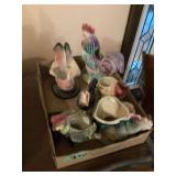 Collection of Ceramic Rooster Planters and Figurines