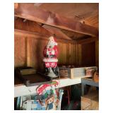 Assorted Holiday Decor Lot Featuring Blow Mold Santa and Melted Plastic Melted Bead Reindeer
