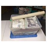 Assorted Fabric, Linens, and Storage Tote Lot