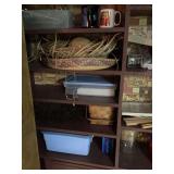 Custom Built Wooden Storage Cabinet with Multiple Shelves and Compartments