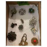 Assorted Rhinestone and Enamel Costume Brooch Lot