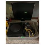 ViewSonic Computer Monitor and Surround Sound Speaker System in Plastic Tote