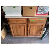 Oak Finish Wood Base Cabinet with Countertop