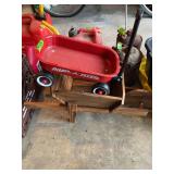 Radio Flyer Red Wagon and Wooden Wheelbarrow Toy
