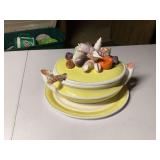 Mann Ceramic Yellow Seashell Soup Tureen with Ladle and Underplate