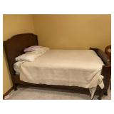 Wooden Bed Frame with Curved Footboard and Headboard