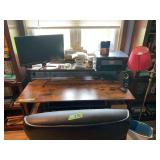 Home Office Desk, Monitor, Printer, and Ergonomic Chair Set