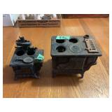 Two Cast Iron Miniature Toy Stoves Including Queen Model