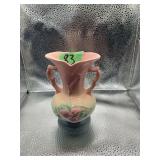 Hull Pottery Magnolia Double-Handled Vase Pink and Blue Pastel Art Pottery