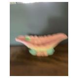 Ceramic Pastel Pink and Green Floral Planter Bowl with Bow Accents