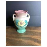Hull Pottery USA Art Pottery Vase with Dual Handles and Floral Relief
