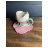 Hull Pottery Pink and White Floral Candle Holder W 30 USA