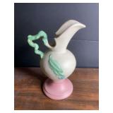 Hull Art Pottery Woodland Pink and Green Ewer Vase W-6 6 1/2