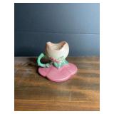 Hull Pottery Pink Rose Floral Ceramic Candlestick Holder U.S.O.