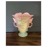 Ceramic Double-Handled Floral Vase with Pastel Pink and Blue Glaze