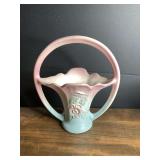 Hull Pottery USA 501-7 1/2 Pink and Blue Floral Basket Vase