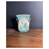 Ceramic Double-Handled Vase with Relief Floral Motif