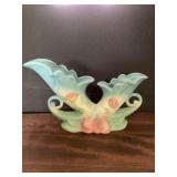 Hull Art Pottery Double Vase Glossy Pastel Floral Planter Model B-3-13