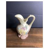Ceramic Floral Relief Pitcher Vase with Pastel Glaze