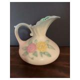 Ceramic Handled Pitcher Vase with Hand-Painted Floral Motif
