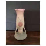Ceramic Rose Motif Pedestal Vase with Pastel Glaze