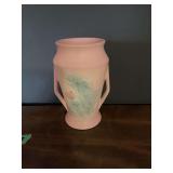 Hull Pottery Wildflower Dual Handled Vase Pink and Blue Matte Glaze