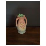 Hull USA Pottery Double Handled Vase with Floral Motif