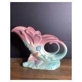 Hull Art USA Pottery Pink and Blue Floral Wall Pocket Planter B-5-7 1/2