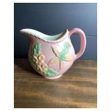 Ceramic Wall Pocket Planter Pink with Relief Floral and Butterfly USA 81