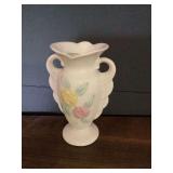 Ceramic Double-Handled Floral Vase with Pedestal Base