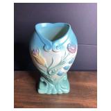 Hull Art Pottery Wildflower Vase Blue and Pink Gloss Glaze B-3-6.5