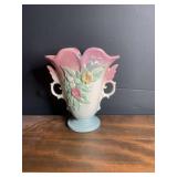 Hull Art USA Magnolia Ceramic Vase, Pink and Blue Dual-Handle