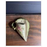 Ceramic Leaf Wall Pocket Planter with Pink Floral Accent