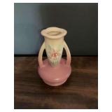 Hull USA Pottery Double Handled Vase with Floral Motif Pattern 412-5