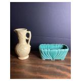 Set of Two USA Marked Ceramic Planter and Pitcher Vases