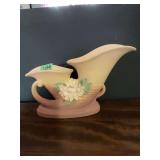 Hull Art Pottery Water Lily Double Vase Matte Pink and Yellow W-27-12