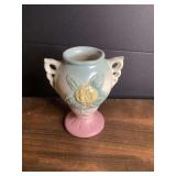 Hull Art Pottery Wildflower Vase, Pink and Blue Matte Glaze, Model 187-4 1/2