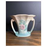 Hull USA Pottery Wildflower Art Vase Model 313-6.5 Pink and Blue Gloss Glaze