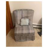 Upholstered Armless Accent Chair with Skirt and Throw Pillow