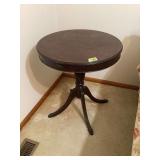 Round Wooden Pedestal Accent Table with Single Drawer