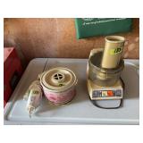 Assorted Small Kitchen Appliances Lot Including General Electric Food Processor, Rival Potpourri Crock, and Electric Knife