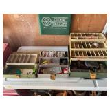 Assorted Fishing Tackle Boxes with Lures, Floats, and Accessories
