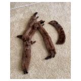 Multi-Mink Fur Stole Piece with Attached Head and Tail Accents