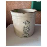 Western Stoneware Company Monmouth ILL 2 Gallon Crock with Maple Leaf Motif